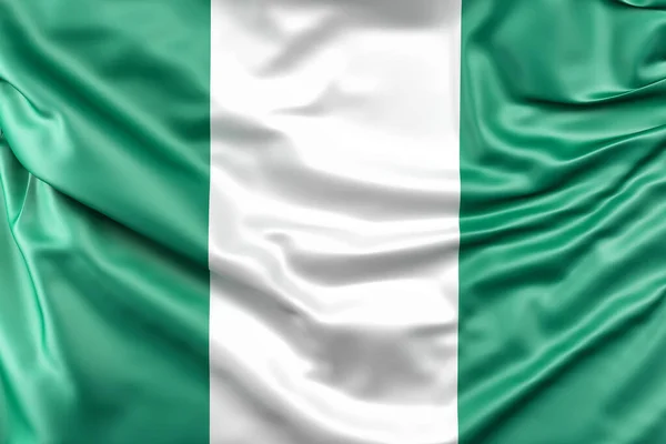 나이지리아의 깃발을 흔들었다 렌더링 — 스톡 사진