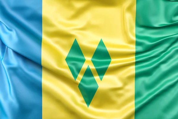 Bandiera Increspata Saint Vincent Grenadine Rendering — Foto Stock