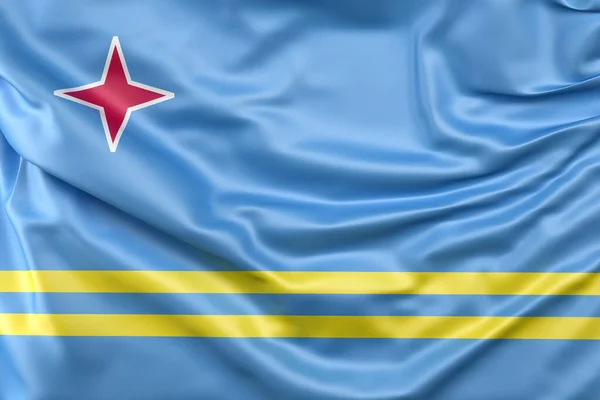 Bandera Aruba Con Volantes Renderizado — Foto de Stock