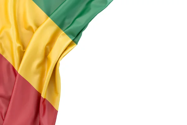 几内亚国旗在白色背景的角落里 孤立无援3D渲染 — 图库照片