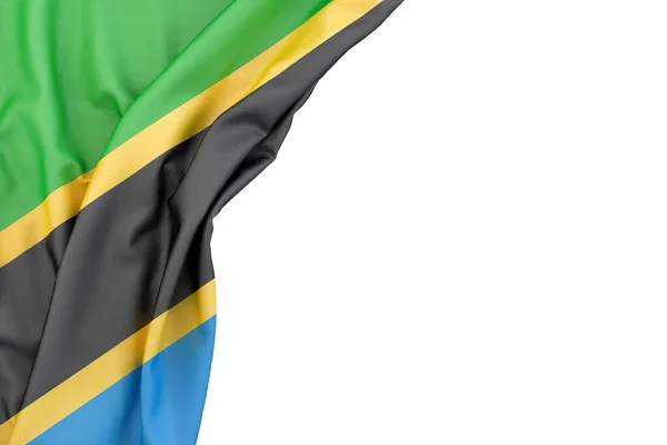 Флаг Танзании Углу Белом Фоне Изолирована Рендеринг — стоковое фото