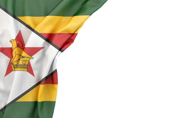 津巴布韦国旗在白色背景的角落里 孤立无援3D渲染 — 图库照片