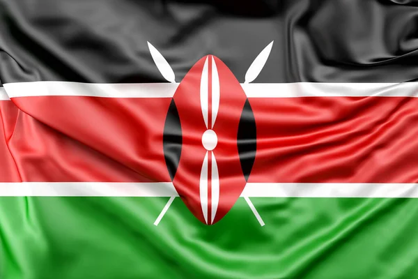 升起的肯尼亚国旗 3D渲染 — 图库照片
