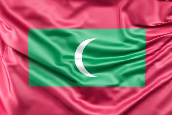 Maldivernas Förkrympta Flagga Återgivning — Stockfoto