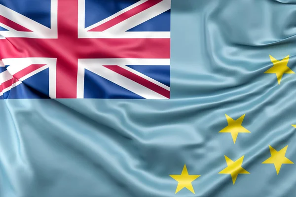 Ruffled Bandeira Tuvalu Renderização — Fotografia de Stock