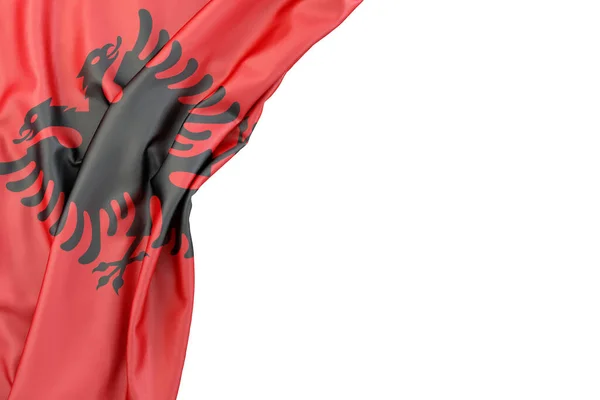 Флаг Албании Углу Белом Фоне Изолирована Рендеринг — стоковое фото