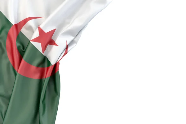 Flagge Algeriens Der Ecke Auf Weißem Hintergrund Isoliert Rendering — Stockfoto