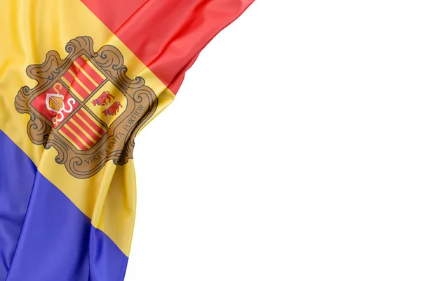 Flagge Von Andorra Der Ecke Auf Weißem Hintergrund Isoliert Rendering — Stockfoto