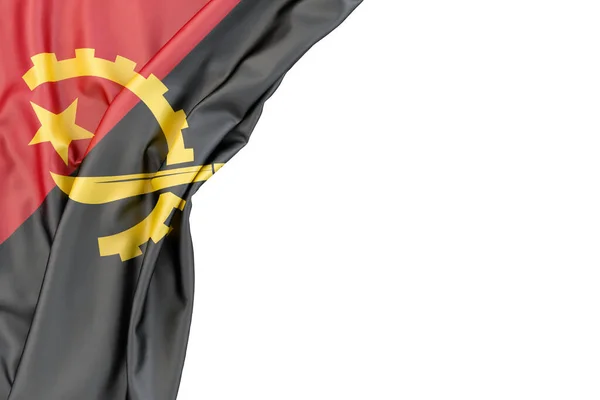 白色背景上角落的安哥拉国旗 孤立无援3D渲染 — 图库照片