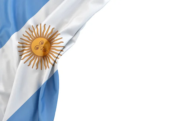 Bandera Argentina Esquina Sobre Fondo Blanco Aislado Renderizado —  Fotos de Stock