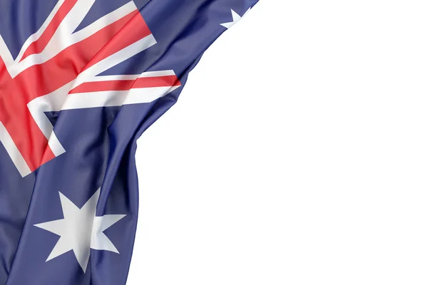 澳大利亚国旗在白色背景的角落里 孤立无援3D渲染 — 图库照片