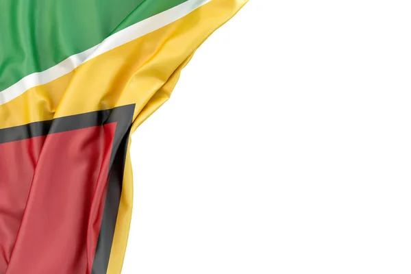 Flagge Von Guyanain Die Ecke Auf Weißem Hintergrund Isoliert Rendering — Stockfoto