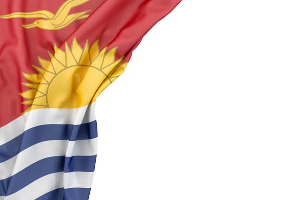 基里巴斯国旗在角落的白色背景 孤立无援3D渲染 — 图库照片
