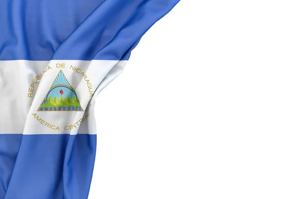 Bandera Nicaragua Esquina Sobre Fondo Blanco Aislado Renderizado —  Fotos de Stock