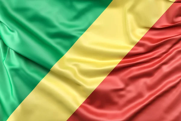 Ruffled Bandeira República Congo Renderização — Fotografia de Stock