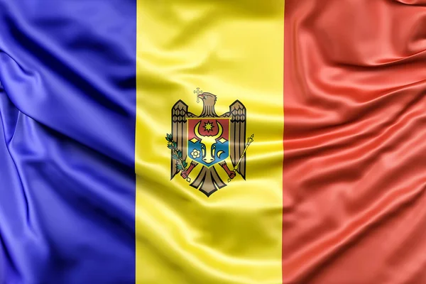 Gekräuselte Flagge Von Moldawien Rendering — Stockfoto