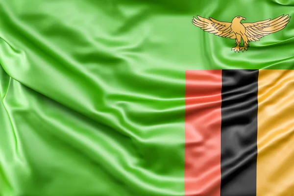 Svampig Flagga Från Zambia Återgivning — Stockfoto
