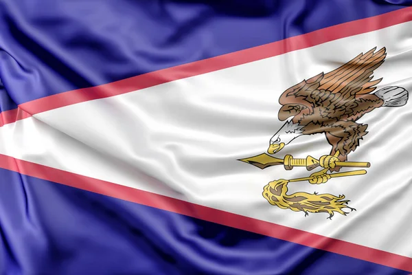 Gekräuselte Flagge Amerikanisch Samoas Rendering — Stockfoto