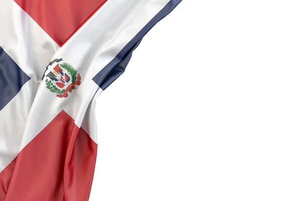 Vlajka Dominikánské Republiky Rohu Bílém Pozadí Izolovaný Vykreslování — Stock fotografie