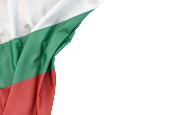 Zászló Bulgária Sarokban Fehér Háttér Elszigetelve Renderelés — Stock Fotó