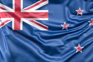 Yeni Zelanda 'nın dalgalı bayrağı. 3B Hazırlama