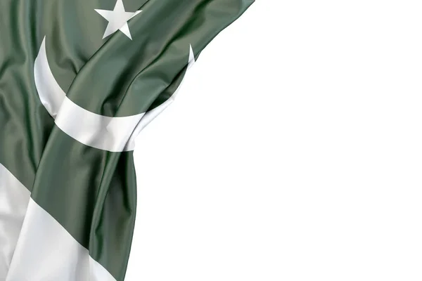 Flagga Pakistan Hörnet Vit Bakgrund Isolerad Återgivning — Stockfoto
