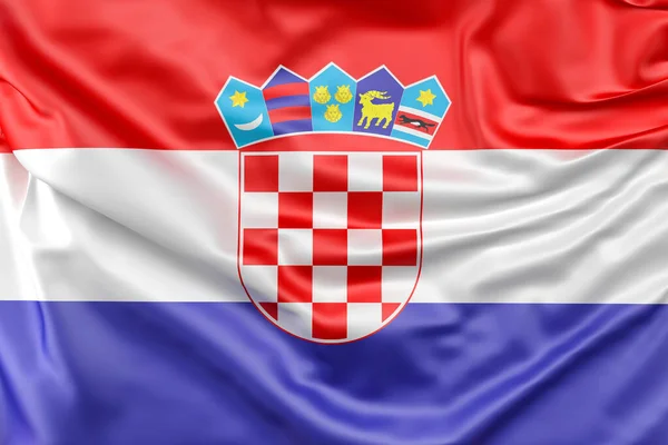 クロアチアの国旗が掲揚された 3Dレンダリング — ストック写真