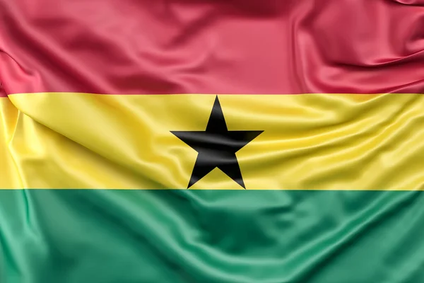 Bandiera Increspata Del Ghana Rendering — Foto Stock