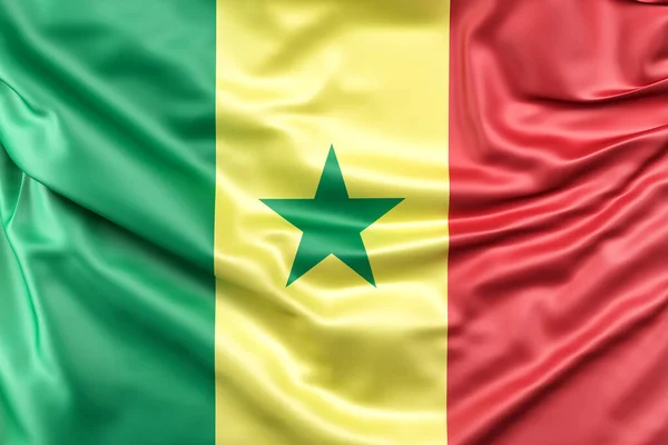 Ruffled Bandeira Senegal Renderização — Fotografia de Stock