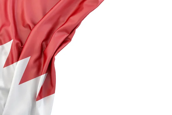 Bandera Bahréin Esquina Sobre Fondo Blanco Aislado Renderizado —  Fotos de Stock