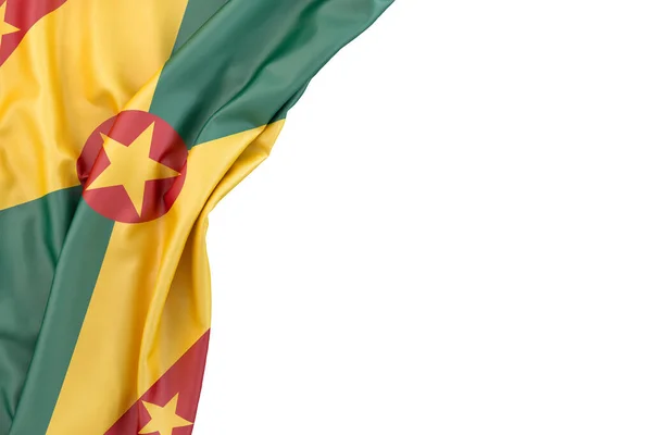 Vlag Van Grenada Hoek Witte Achtergrond Geïsoleerd Weergave — Stockfoto