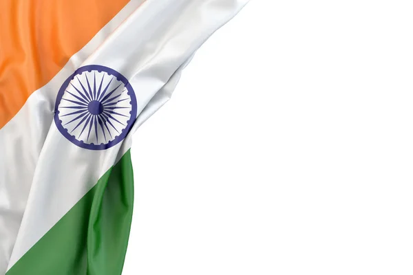 Flaga Indii Róg Białym Tle Odizolowany Renderowanie — Zdjęcie stockowe