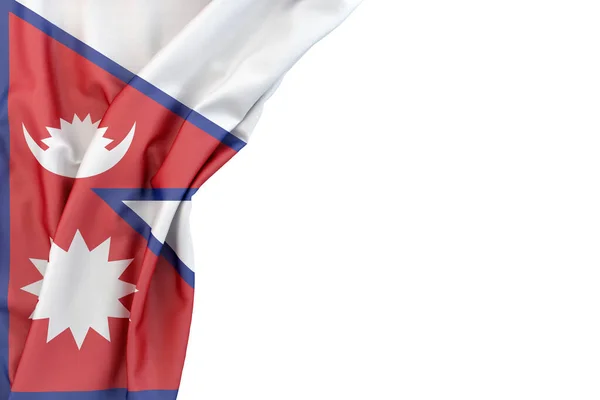 Beyaz Arka Planda Nepal Bayrağı Zole Edilmiş Hazırlama — Stok fotoğraf