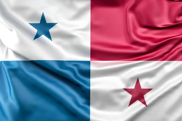 Ruffled Bandeira Panamá Renderização — Fotografia de Stock