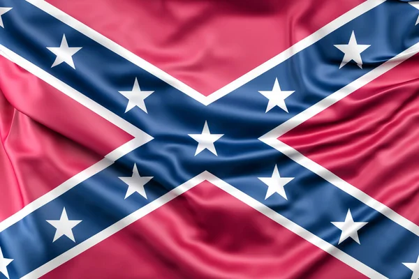 Ruffled Bandeira Dos Estados Confederados América Renderização — Fotografia de Stock