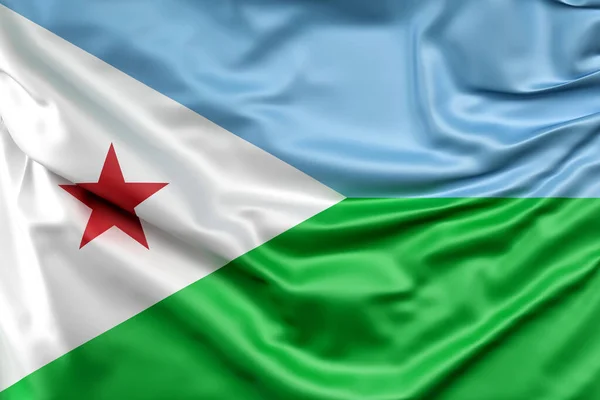 Ruffled Flag Djibouti Rendering — Stock Photo, Image