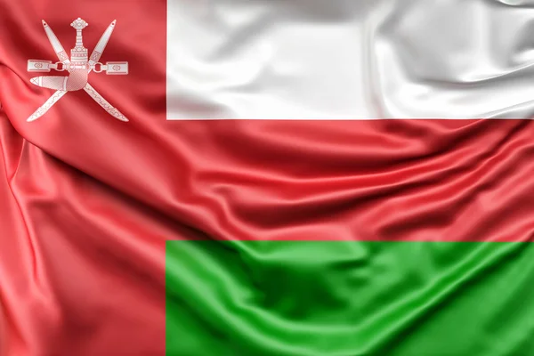 Omán Felborzolt Zászlója Renderelés — Stock Fotó