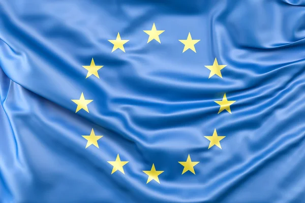 Ruffled Bandeira União Europeia Renderização — Fotografia de Stock