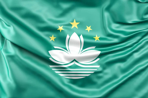 Macau Bayrağı Dalgalandı Hazırlama — Stok fotoğraf