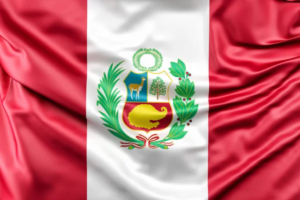 Bandiera Increspata Del Perù Rendering — Foto Stock