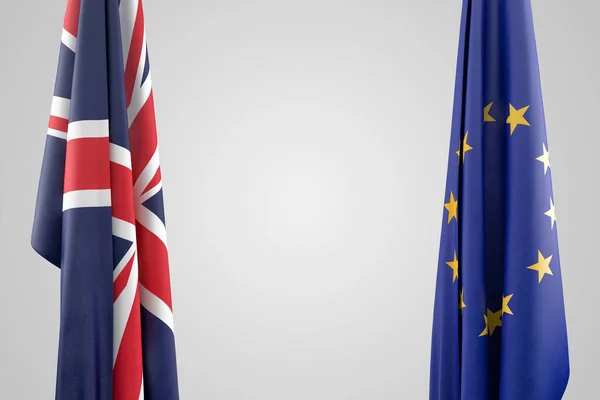 Прапори Великої Британії Європейського Союзу Рендерінг — стокове фото
