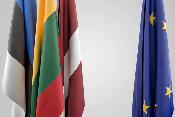 バルト諸国とEuの旗 地政学的な概念 3Dレンダリング — ストック写真