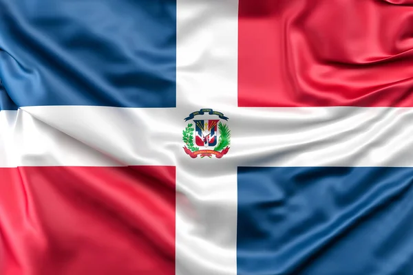 Bandera República Dominicana Con Volantes Renderizado —  Fotos de Stock
