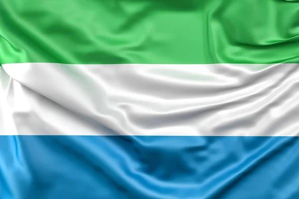 Sierra Leones Förkrympta Flagga Återgivning — Stockfoto