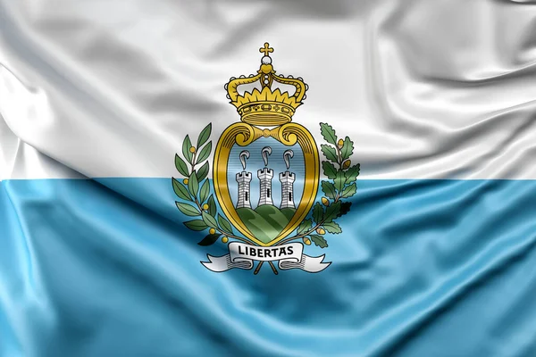 San Marino Nun Dalgalı Bayrağı Hazırlama — Stok fotoğraf