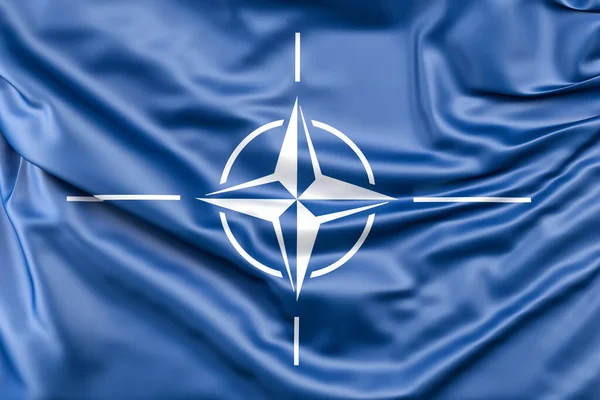 Rozcuchaná Vlajka Nato Vykreslování — Stock fotografie