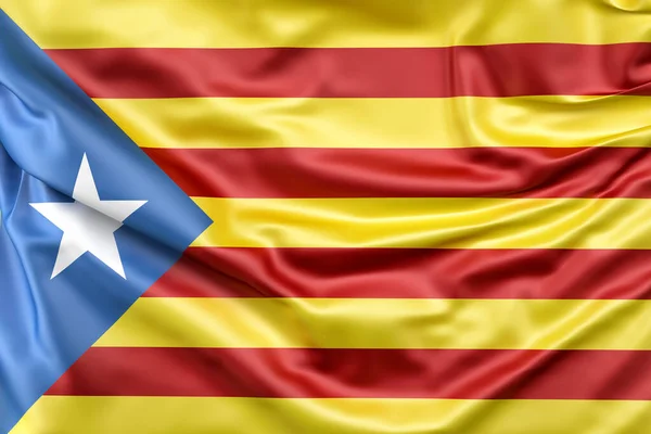 Kataloniens Förkrympta Flagga Återgivning — Stockfoto