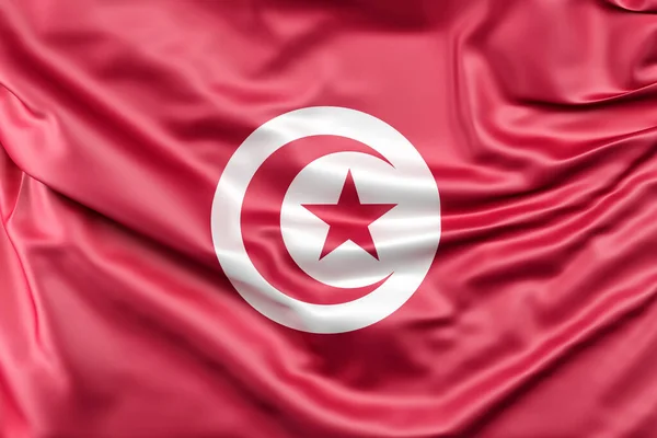 Ruffled Flag Tunisia Rendering — Stock Photo, Image