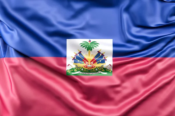 Haitis Förkrympta Flagga Återgivning — Stockfoto
