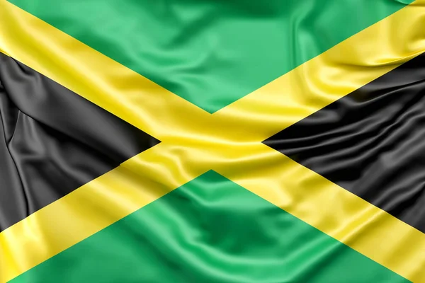 Ruffled Bandeira Jamaica Renderização — Fotografia de Stock